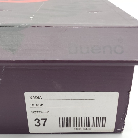 Bueno Nadia Strappy Black Leather Platform Heel Open Toe Sandal Size 6.5-7 EU 37 - Picture 9 of 9